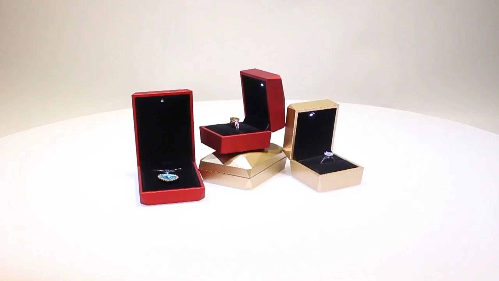 Diamond Surface Painting LED Light Jewelry Box Premium Illuminated Ring Earring Bracelet Necklace Bracelet Jewelry Gift Boxes 1