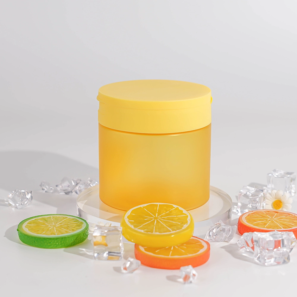 Frosted Pantone Yellow Cosmetic Jars - Wide Mouth PET Containers with Leakproof Flip Lid & Hygiene Tweezers for Eye Masks, Serums & Skincare  BEST-70843 1