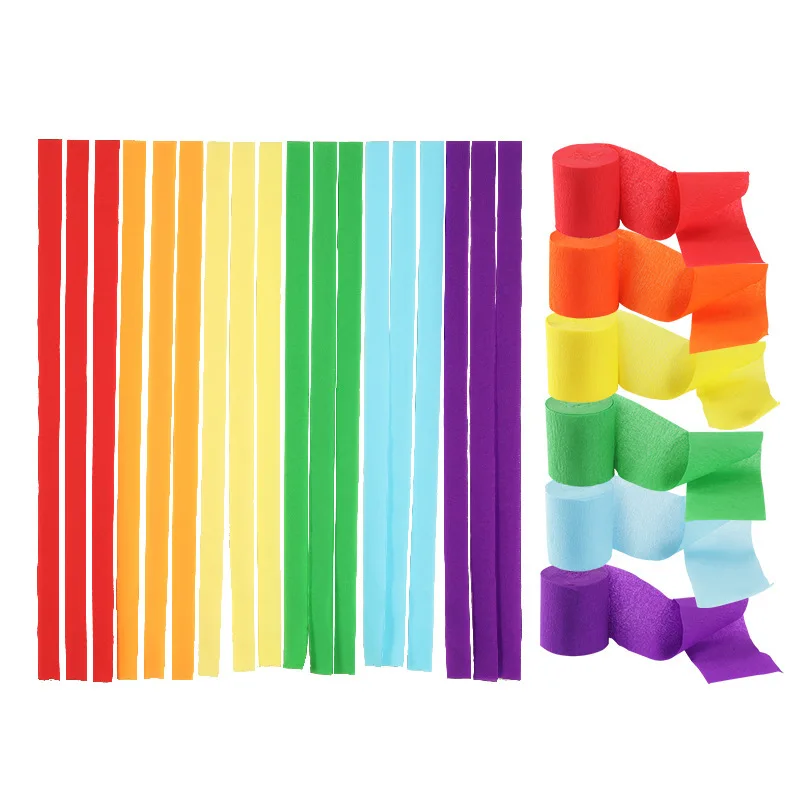 Magic Lights Rainbow Crepe Paper Streamers para presente DIY Decoração colorida de festas de festas de feriado de aniversário de papel colorido 1