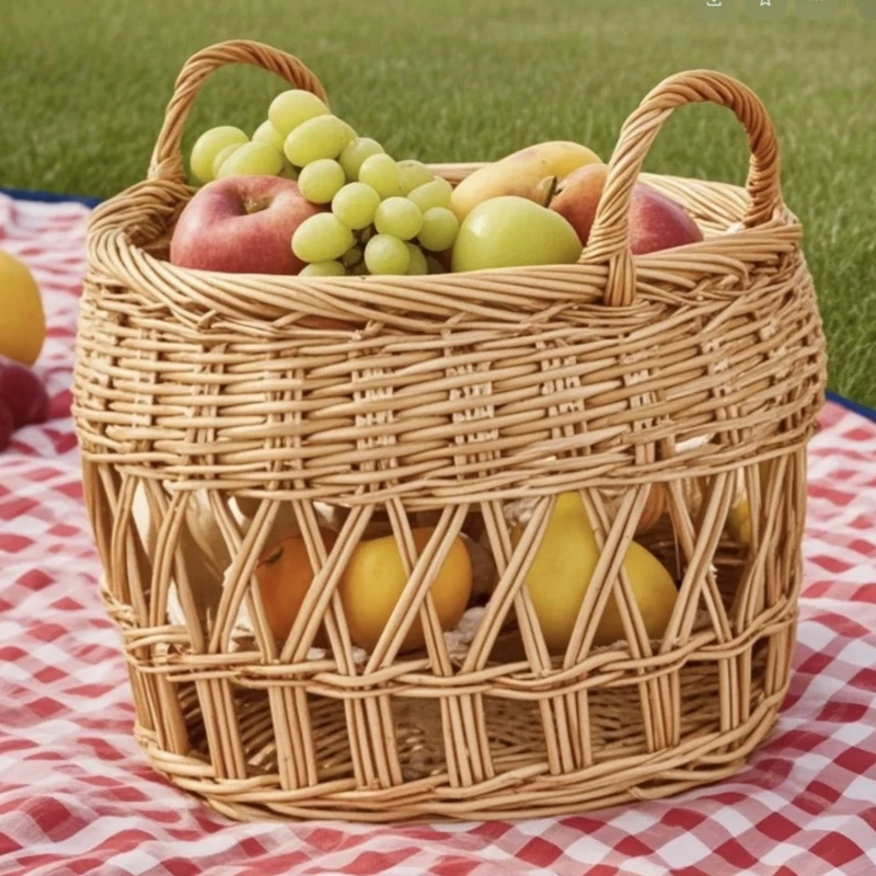 Panier de pique-nique Willow Panier de rangement de cuisine creux de conception de conception personnalisable Style 1