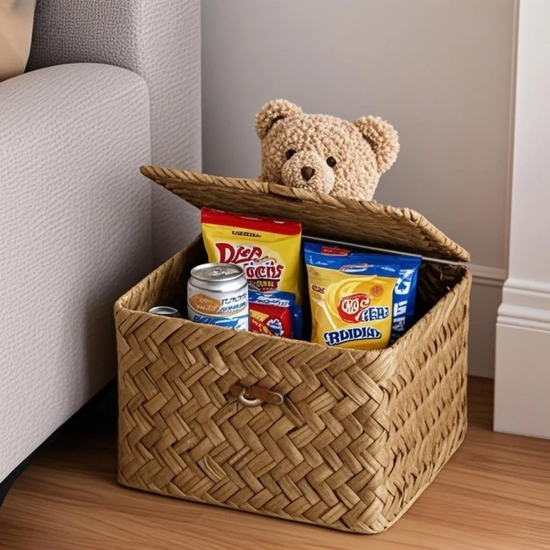 Les paniers de rangement de paille en trois tailles, un style pour enfants mignon peuvent être utilisés comme stockage pour enfants 1