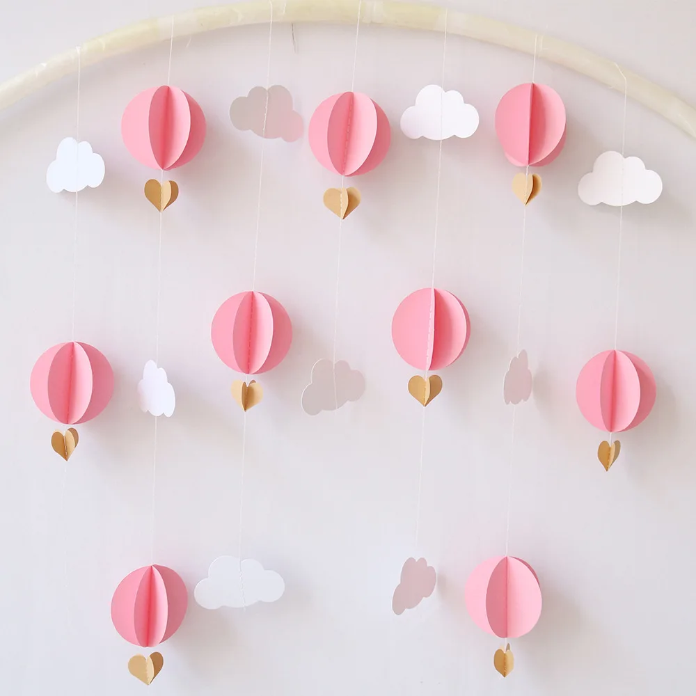 Magic Lights Pink Cloud Paper Garland for Kids Decoração de festas de aniversário de casamento 1