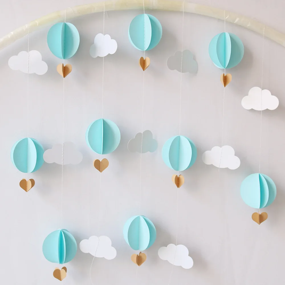 Magic Lights Blue Cloud Paper Garland for Kids Decoração de festas de aniversário de casamento 1