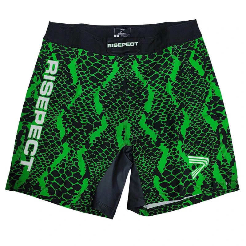 RISEPECT Green-Striped Dynamic MMA Fighting Shorts 1