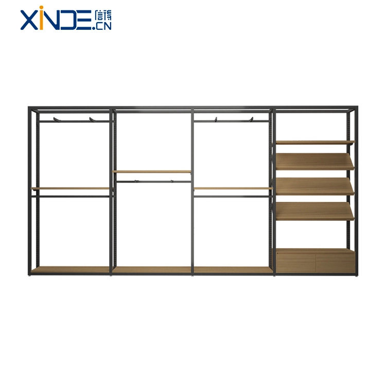 Xinde Supermarché à double face en fer et support en métal en bois 1
