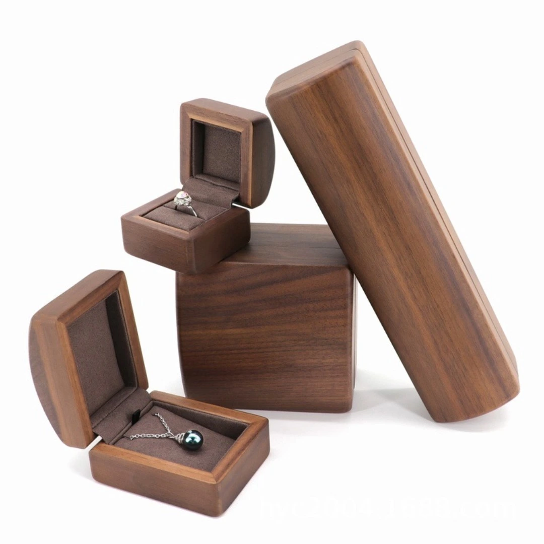 European vintage walnut wood jewelry box ring necklace earrings bracelet jade jewelry gift storage wooden box 1