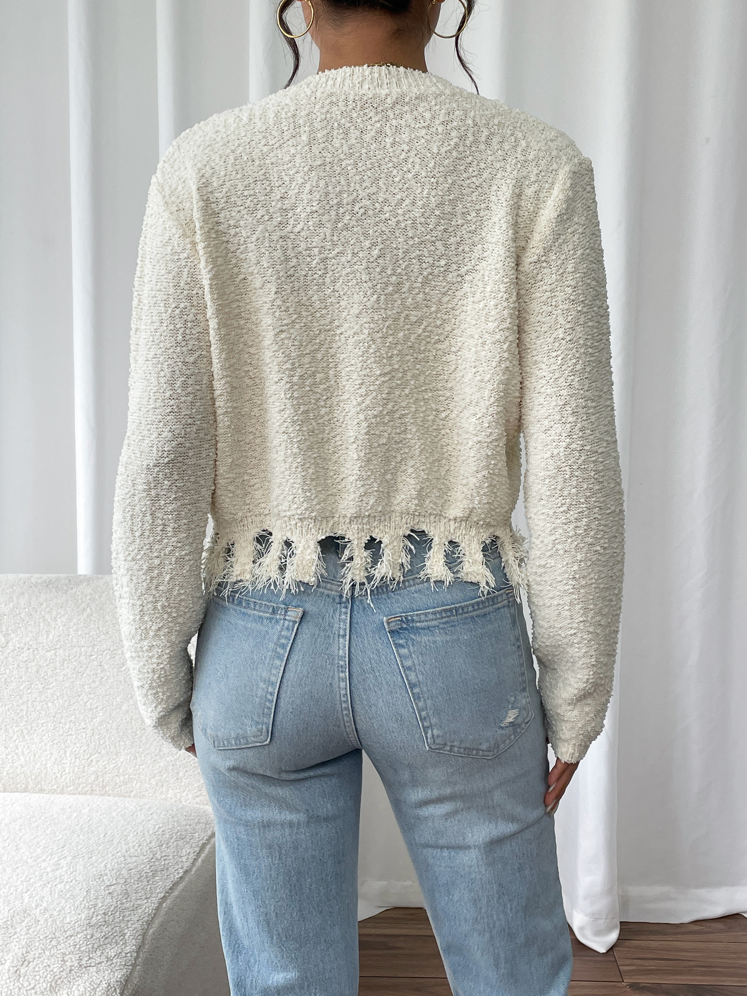Fan Flo Damen -Strickjacke Mode unregelmäßige Saum lässige offene Strickjacke Kurzstil 3