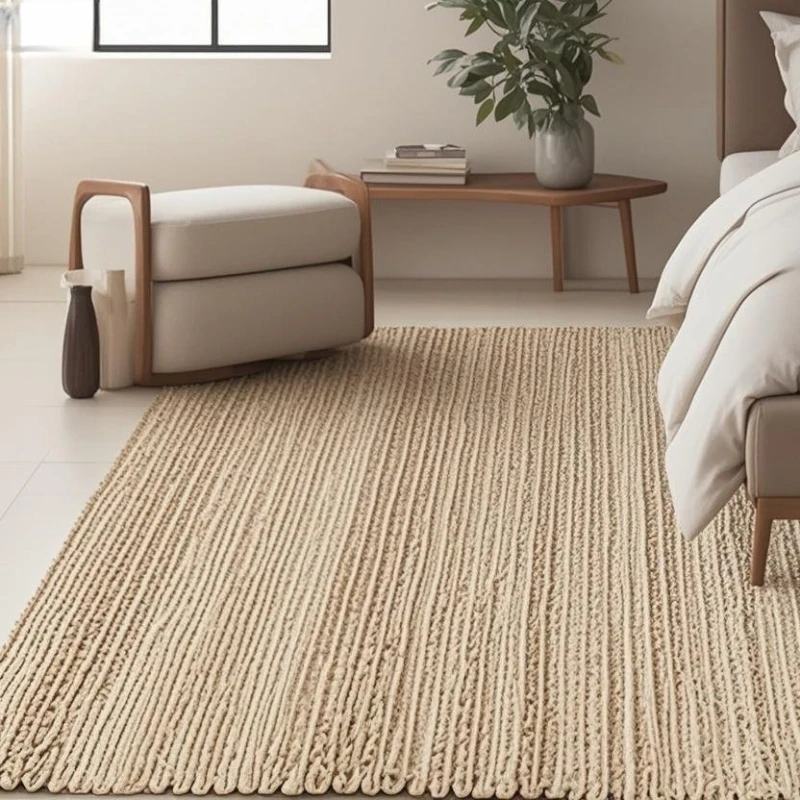 Carpete de palha retangular, estilo de log, adequado para hotéis e b & bs 1