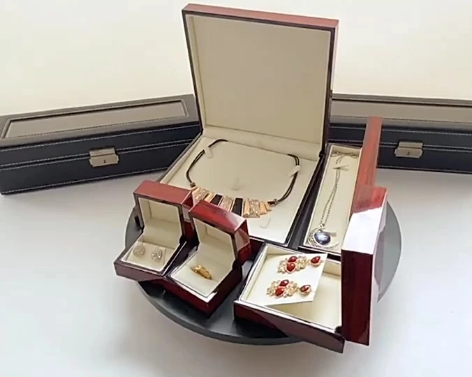 Wood grain paper glossy lacquer jewelry box ring pendant earrings bracelet jewelry gift packaging box 1