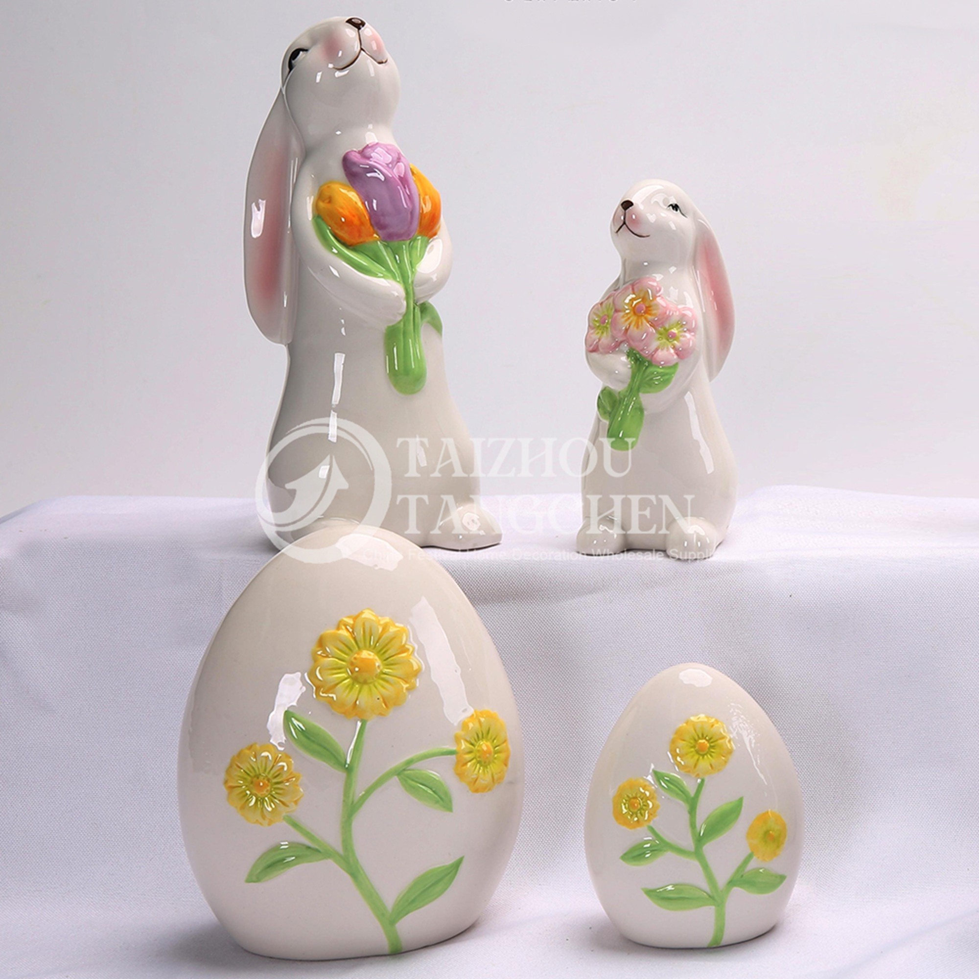 Spring Party Home Declar Signos de conejito de Pascua Huevos de Pascua de cerámica Ornamento 3