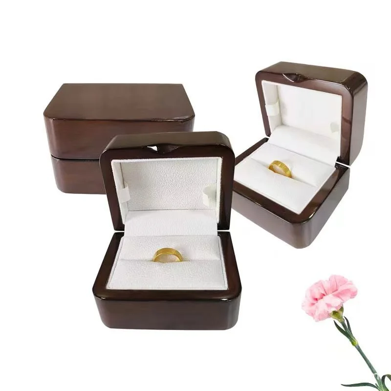 Wooden Piano Finish Jewelry Ring Storage Box Proposal Diamond Ring Box Solid Wood Necklace Pendant Case 1