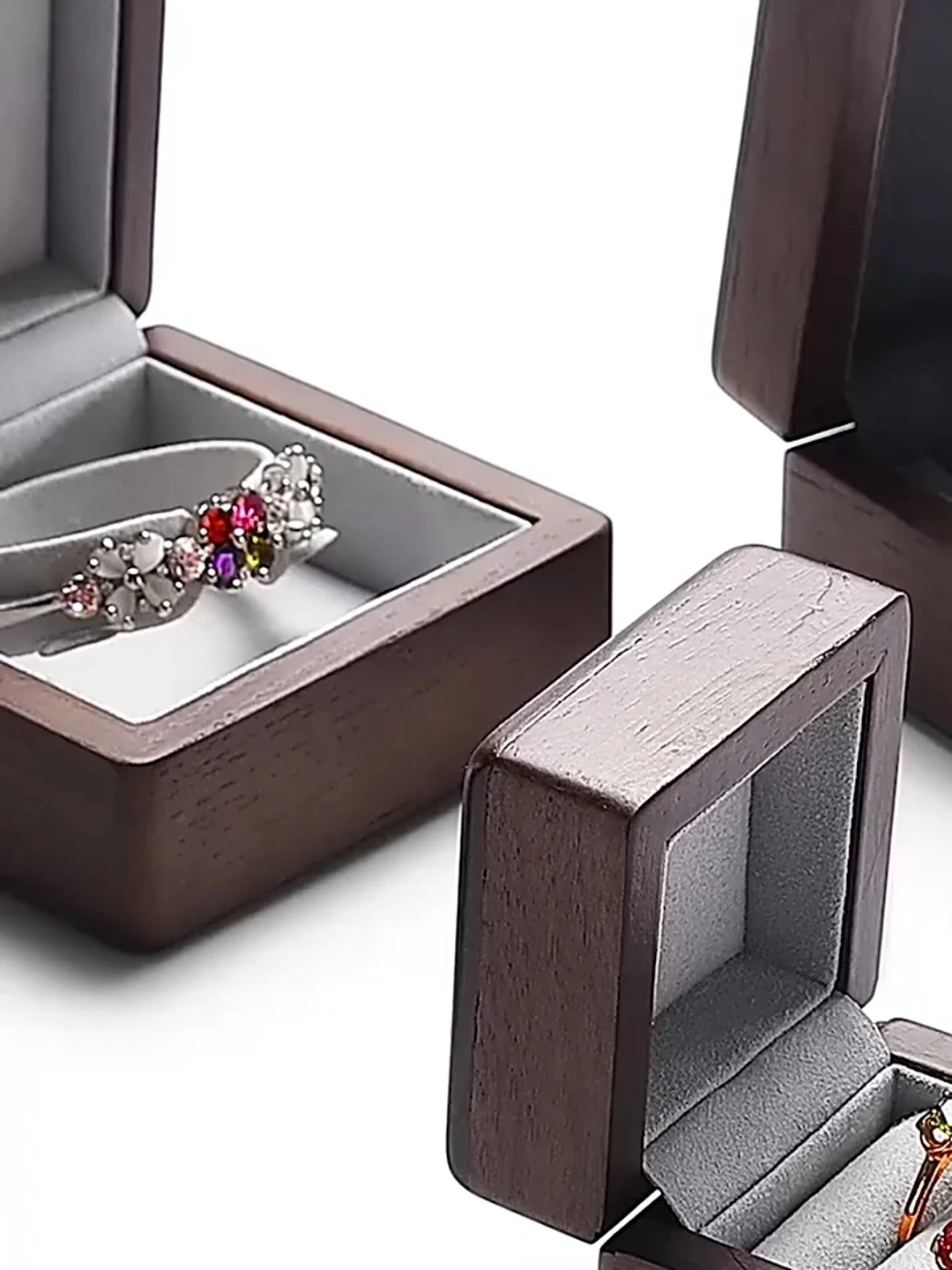 Premium original solid wood jewelry box ring pendant bracelet earrings jewelry black walnut gift box 1