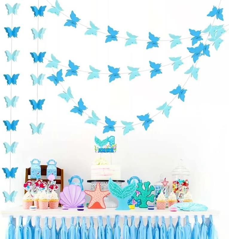 Luci magiche blu ghirlanda di carta farfalla per decorazioni per il soffitto per la casa festa di compleanno per baby shower tema di San Valentino decorazione 1