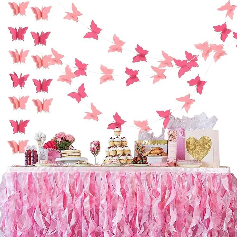 Luci magiche ghirlanda di carta a farfalla rosa e rossa per decorazioni per la casa del soffitto per la casa per la casa 1