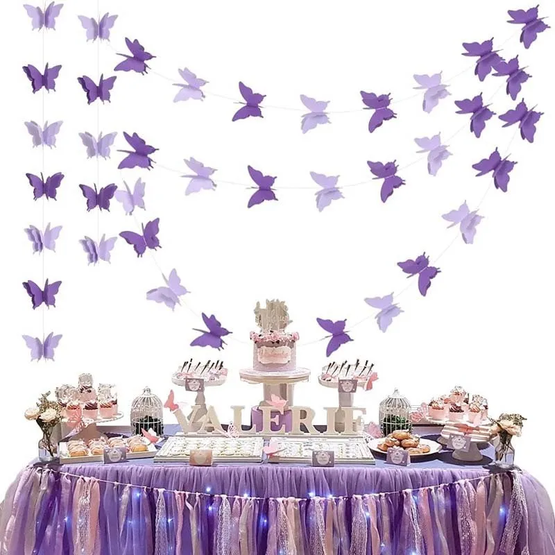 Luci magiche ghirlanda di carta a farfalla viola per casa decorazioni per il soffitto festa di compleanno per baby shower wedding tema di valentino decorazione 1