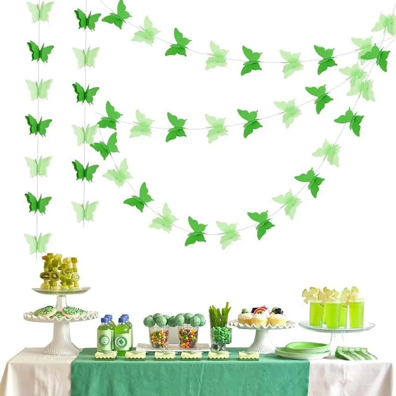 Luci magiche ghirlanda di carta a farfalla verde per decorazioni per il soffitto della casa festa di compleanno per baby shower per matrimoni tema di San Valentino decorazione 1