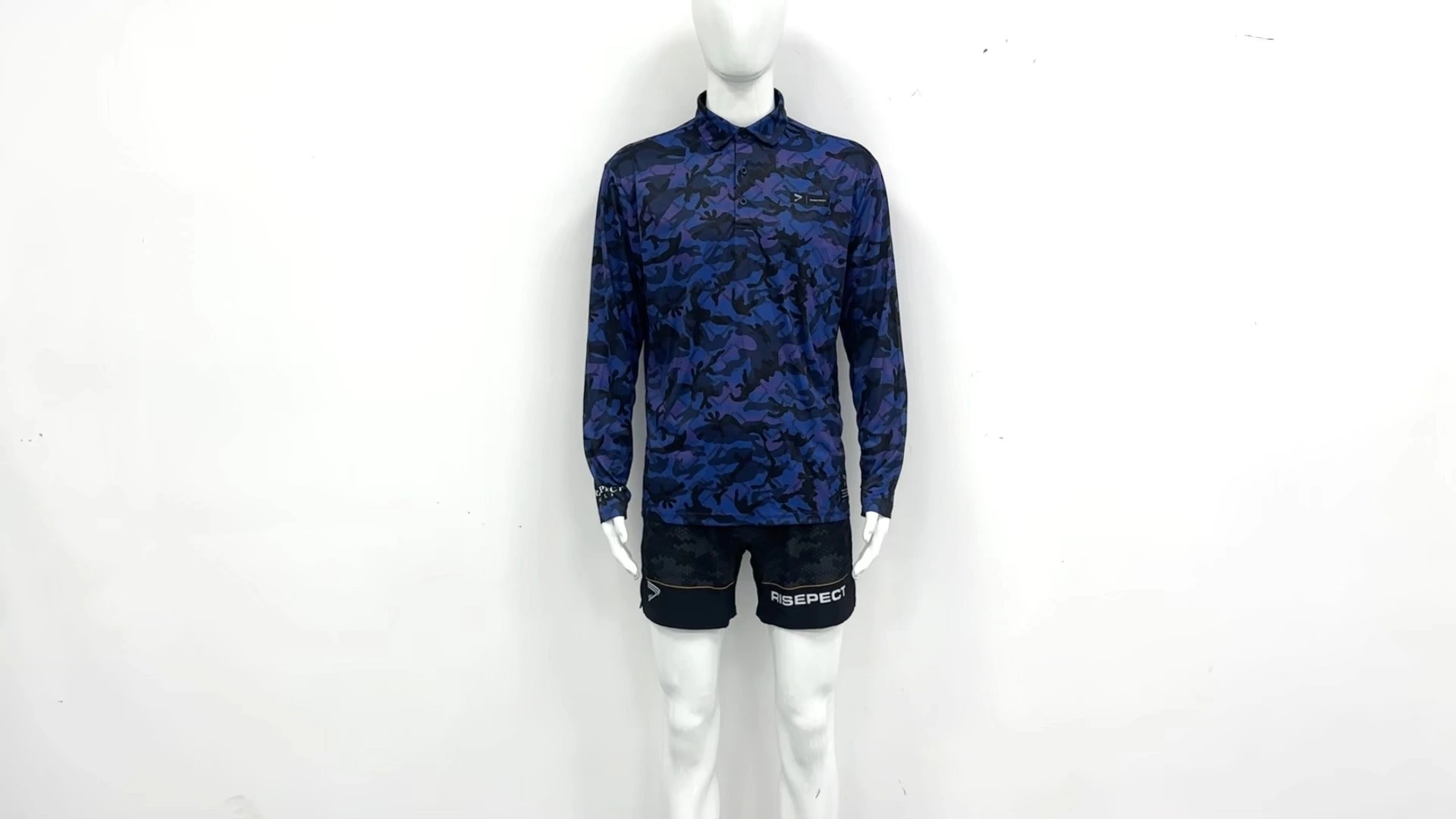 Migratory Bird Pattern Long Sleeve Polo Shirt 1