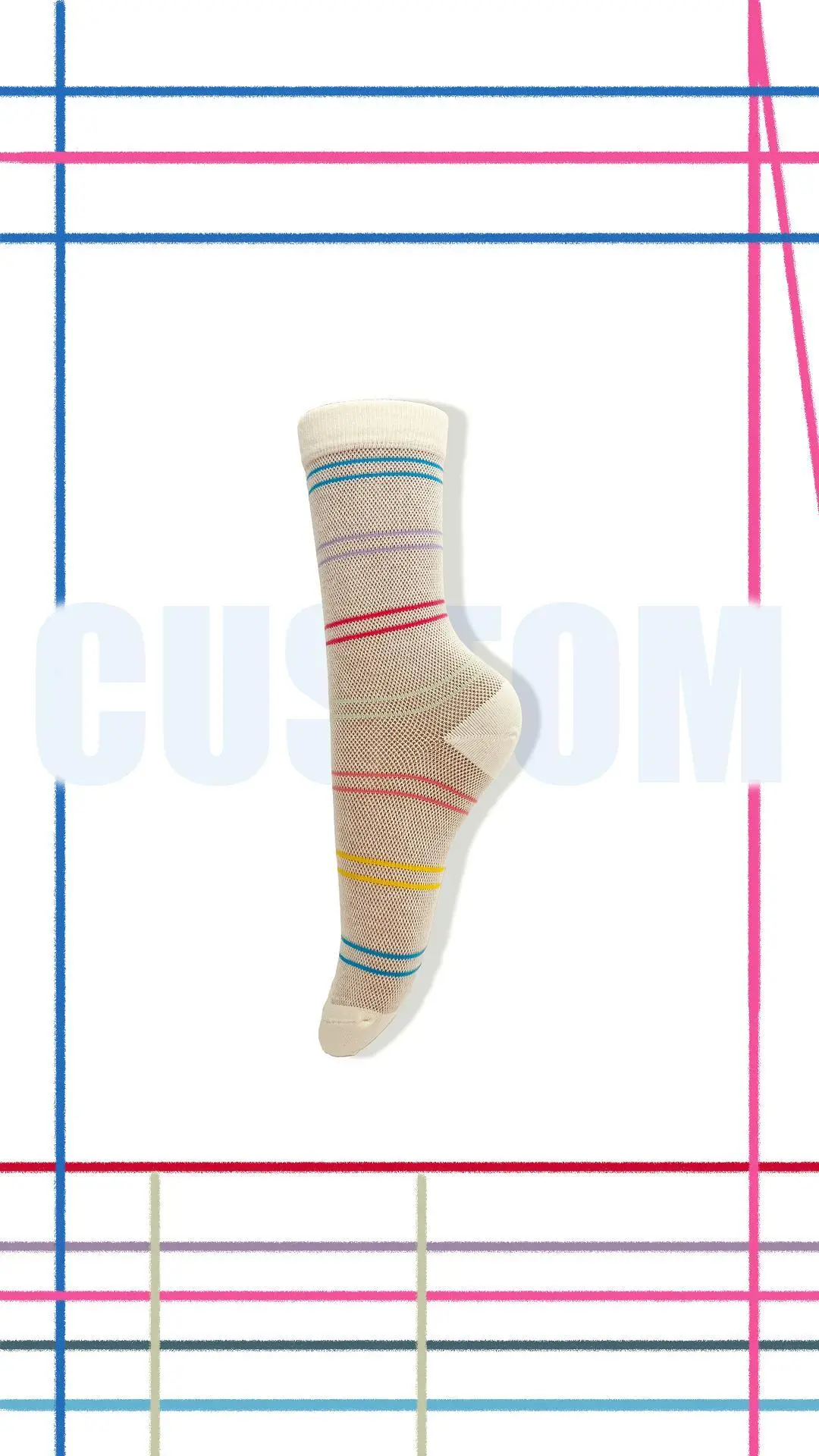 Calcetines de tejido de verano personalizados calcetines transpirables para mujeres envases de color personalizados coloridos hy-w-036 1