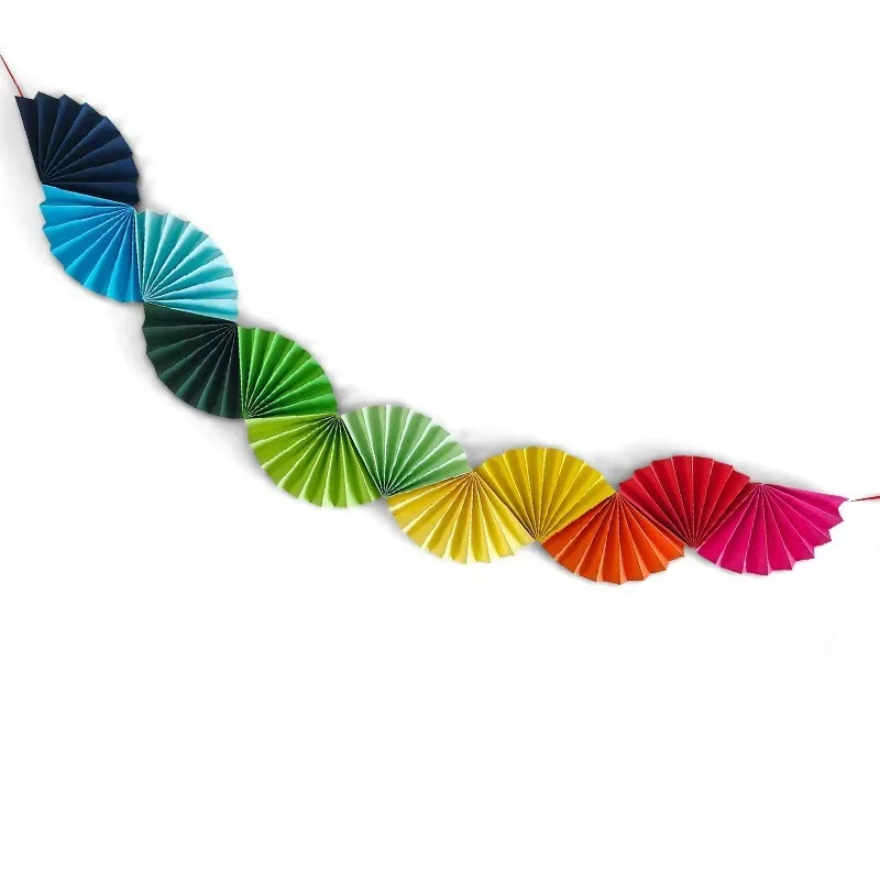 Luci magiche Rainbow Paper Fan Ghirlanda per le forniture per feste di compleanno 3D Decorazioni per feste di addio al nubilato 1