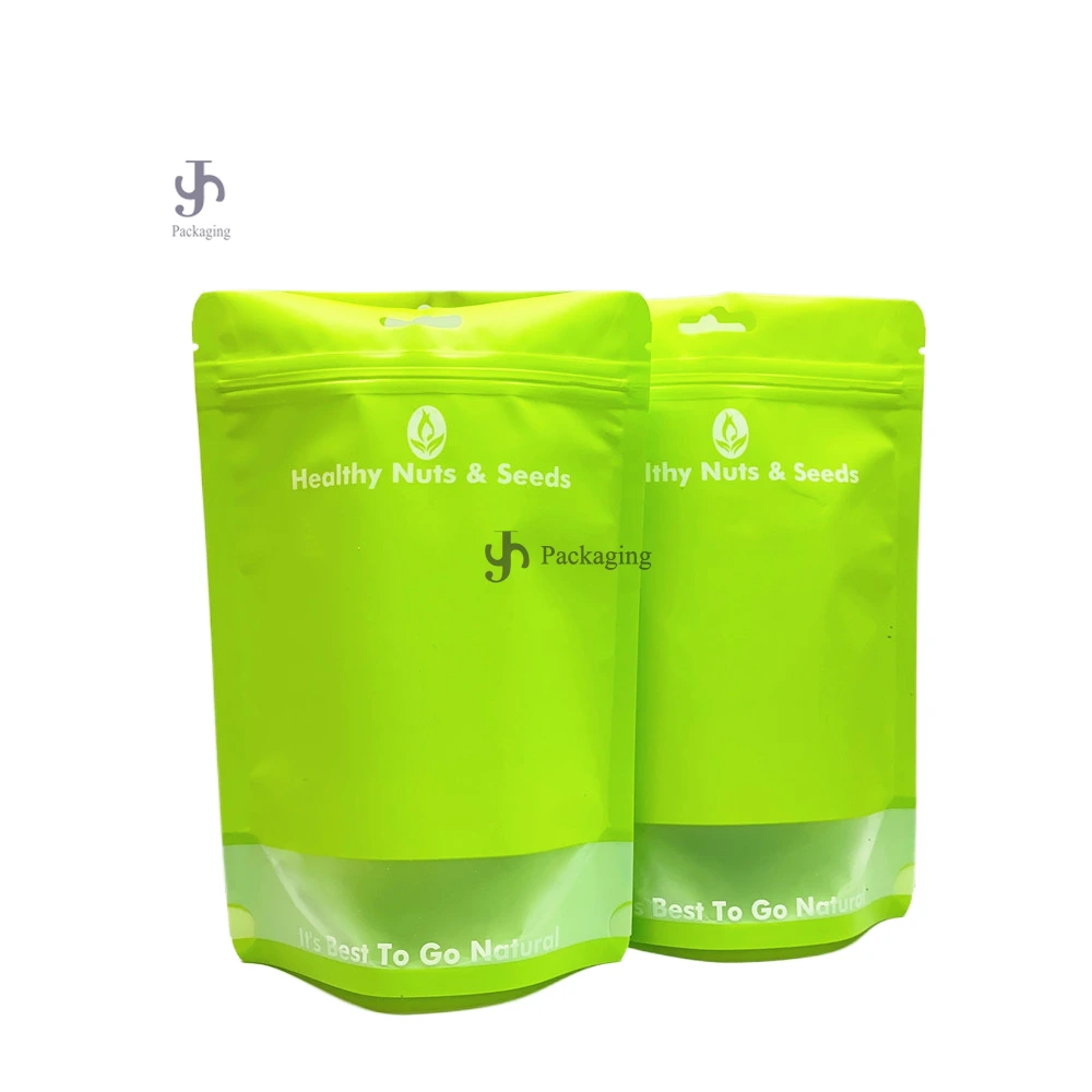 Custom Logo Food Grade Plastic Stand Up Nuts Packaging With Window 1