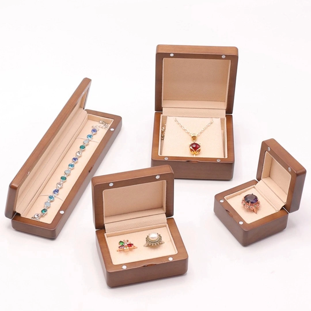 New retro solid wood jewelry box ring box earrings pendant jewelry gift storage box 1