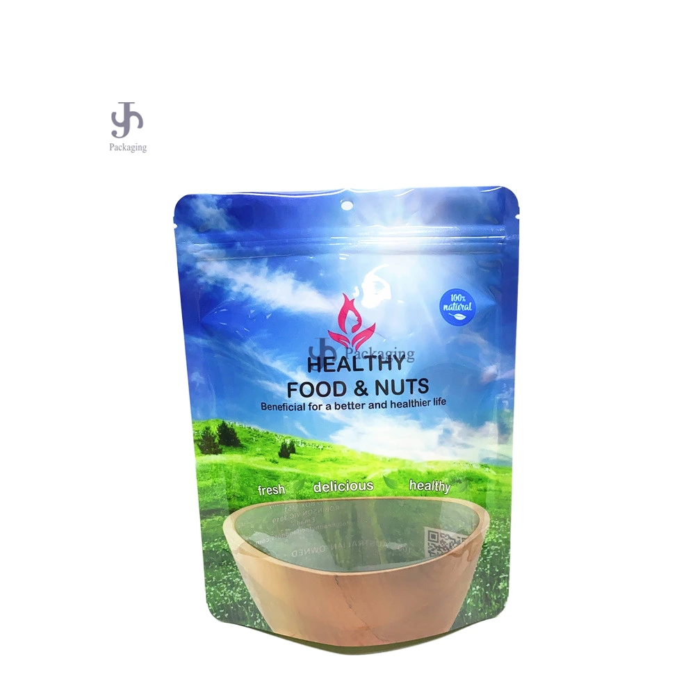 Food Grade Custom Brand Gravure Printing Stand Up Zipper Bags Dengan Jendela Jelas 1