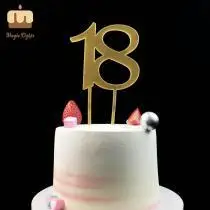 Magic Lights Number 18 Mirror Acrylic Cake Topper يختار 1