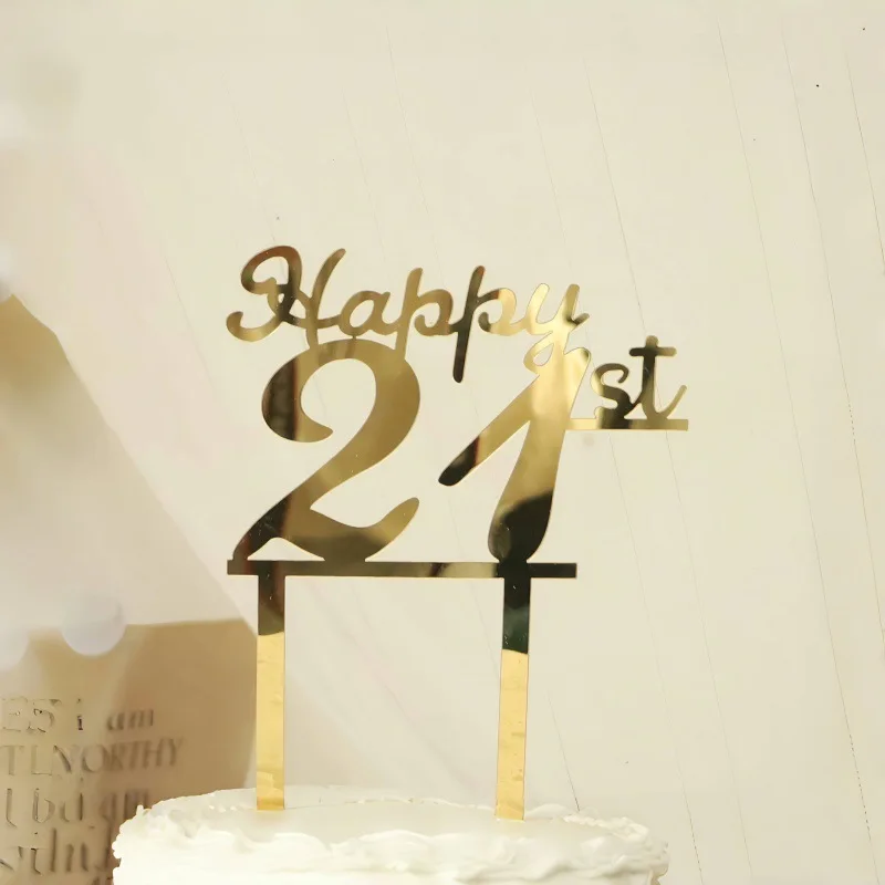 Magic Lights Alles Gute zum Geburtstag 21 Jahre alte Spiegel Acrylkuchen -Toper Picks 1