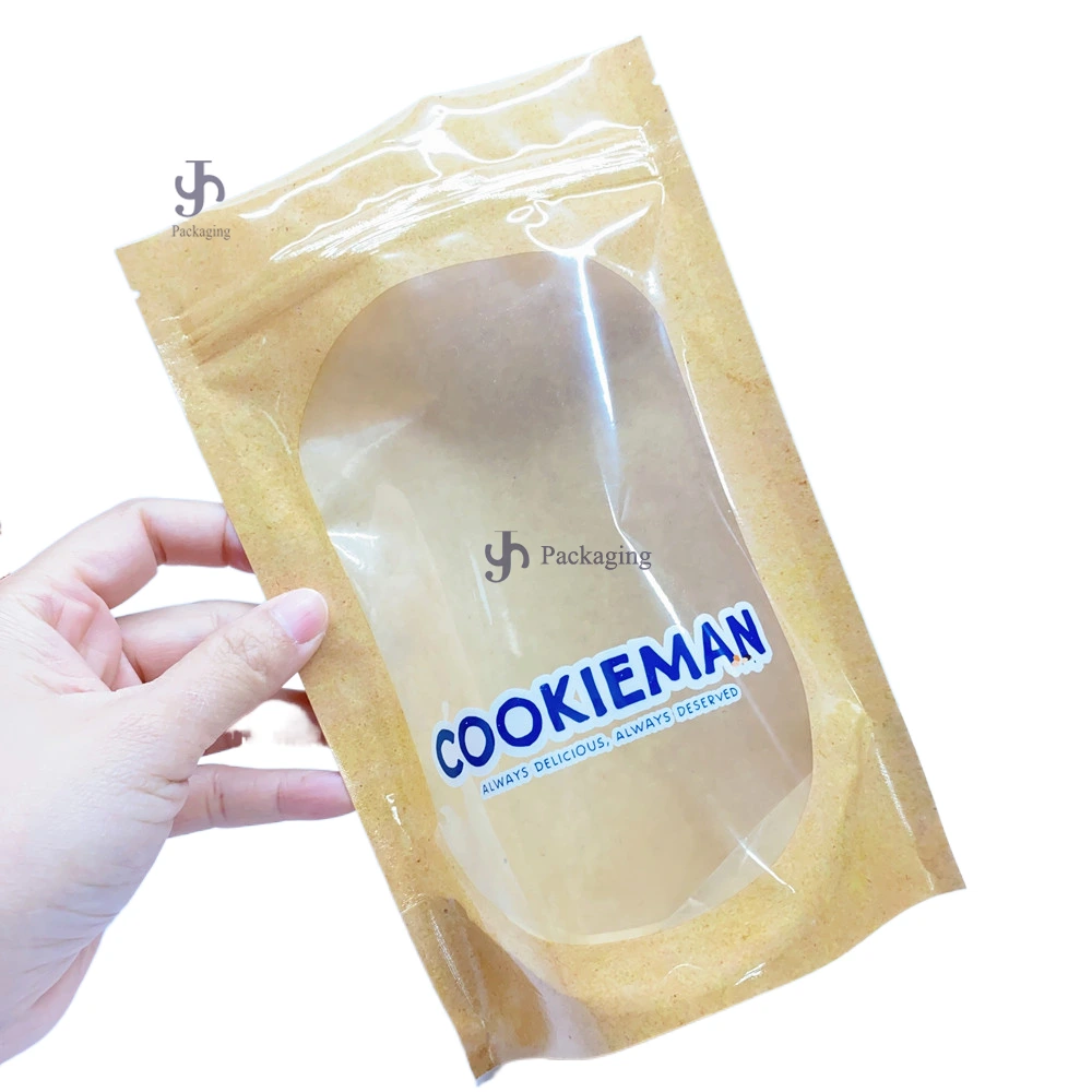 طباعة مخصصة كرافت ورقة الوقوف Up Zipper Food Packaging Bage Pet مع إعادة تدوير مع نافذة واضحة 1