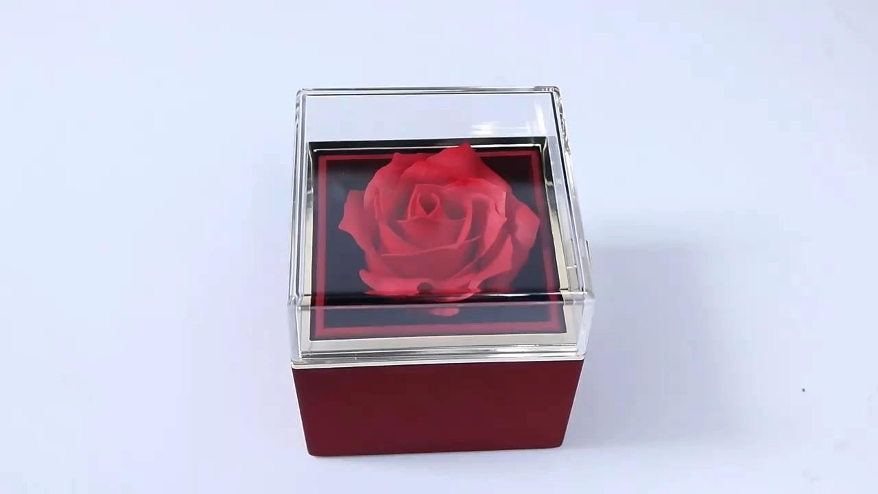 Creative spinning valentine's day eternal rose jewelry gift box ring necklace jewelry packaging box 1
