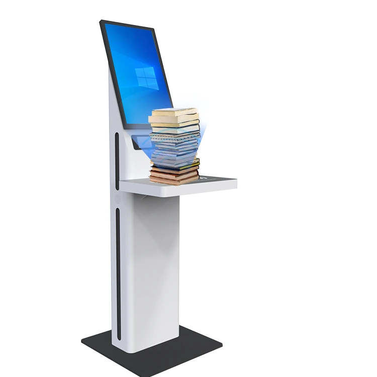 Self Service Touch Screen Kiosk with Metal Keyboard Book Information Equiry and QR Scanning Kiosk 1
