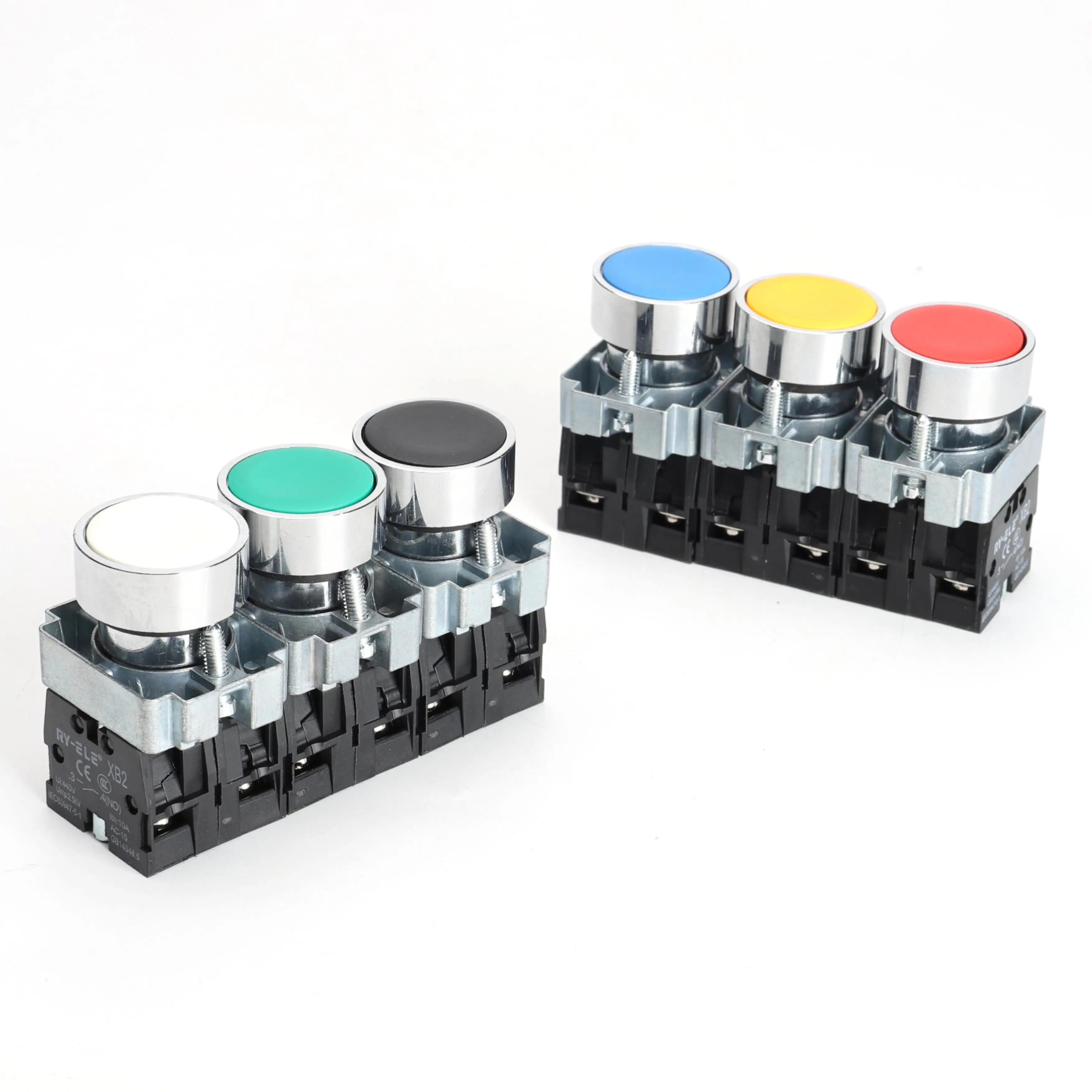 10A Self-Reset Screw-in Connection 22mm Flat Button Switch RY-ELE 1