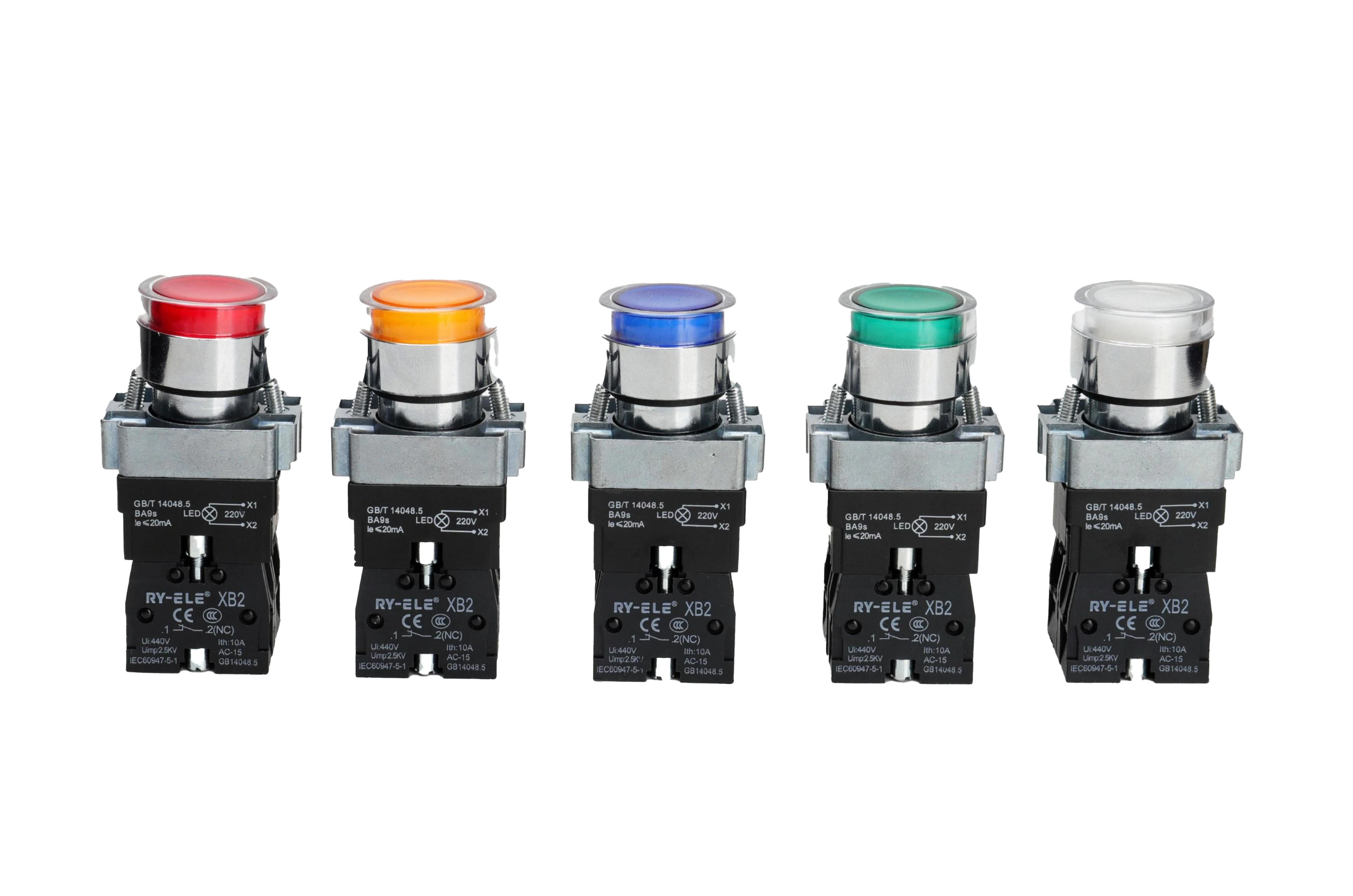 10A 22mm Self-reset Screw-in Connection High Button Switch With Light RY-ELE 1