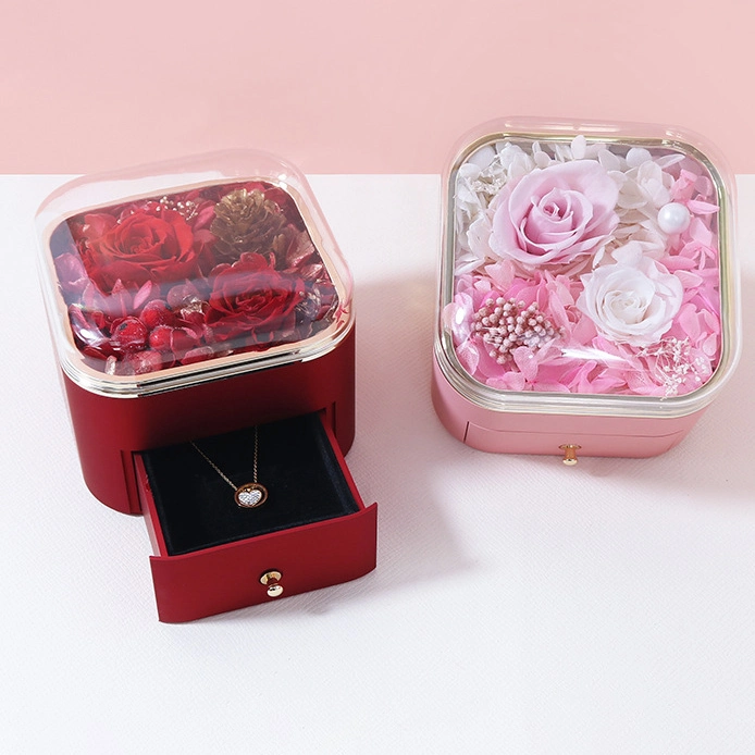 Creative Forever Rose Drawer Jewelry Gift Box Earrings Rings Necklaces Spray Paint Jewelry Packaging Boxes 1