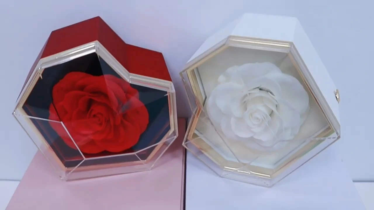 Creative Forever Rose Drawer Prism Jewelry Box Soap Flower Gift Box Necklace Earrings Pendant Jewelry Boxes 1