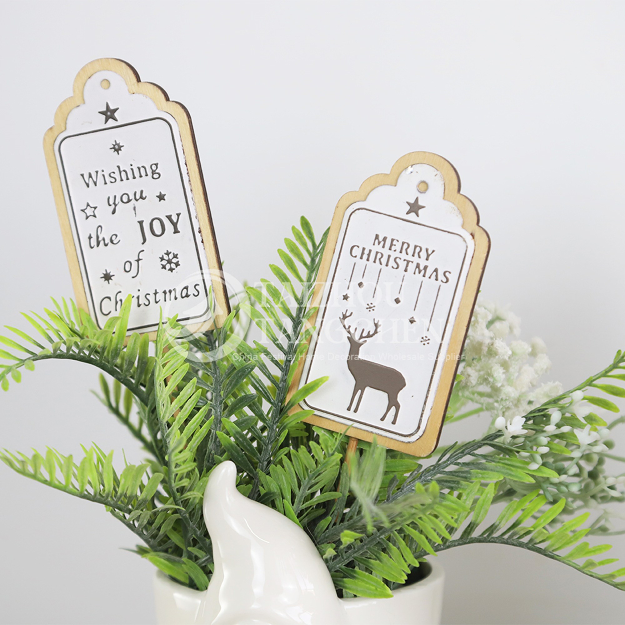 Decoración rústica de la granja de vacaciones blanca de Navidad 5