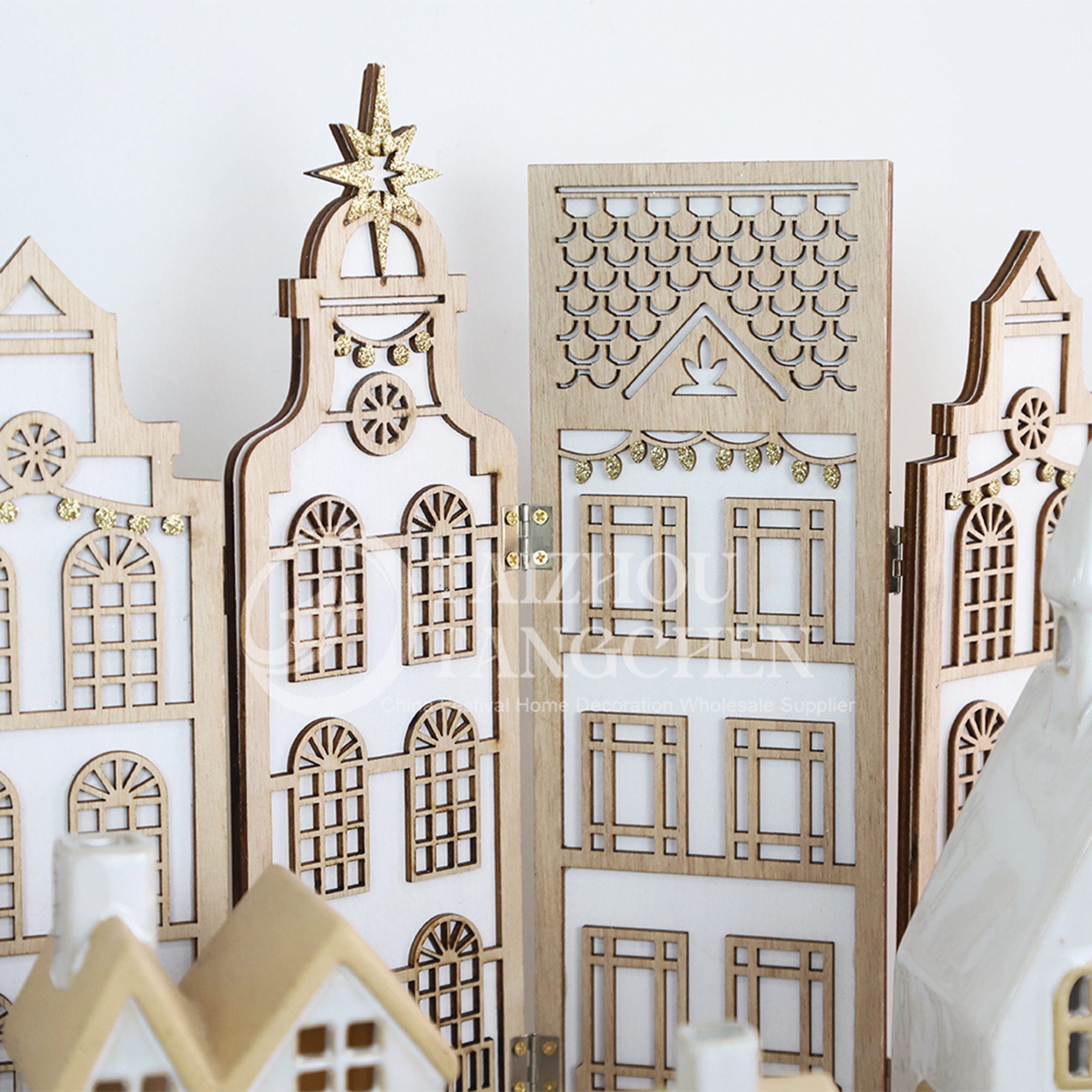 Decoración rústica de la granja de vacaciones blanca de Navidad 4