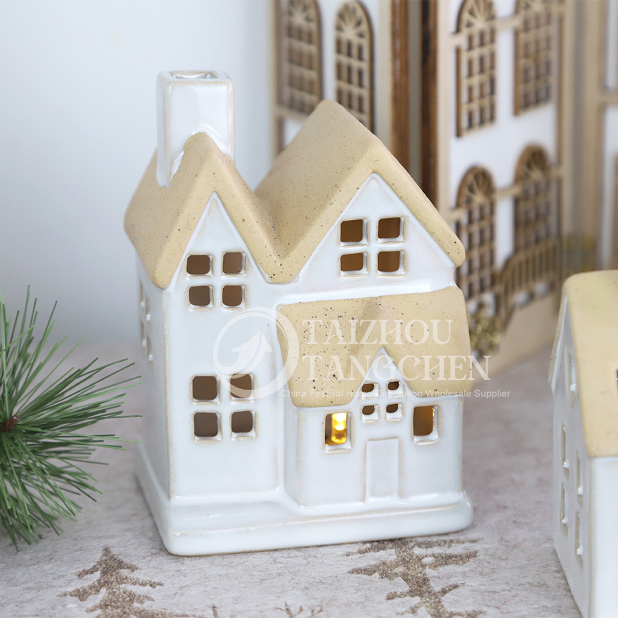 Decoración rústica de la granja de vacaciones blanca de Navidad 6