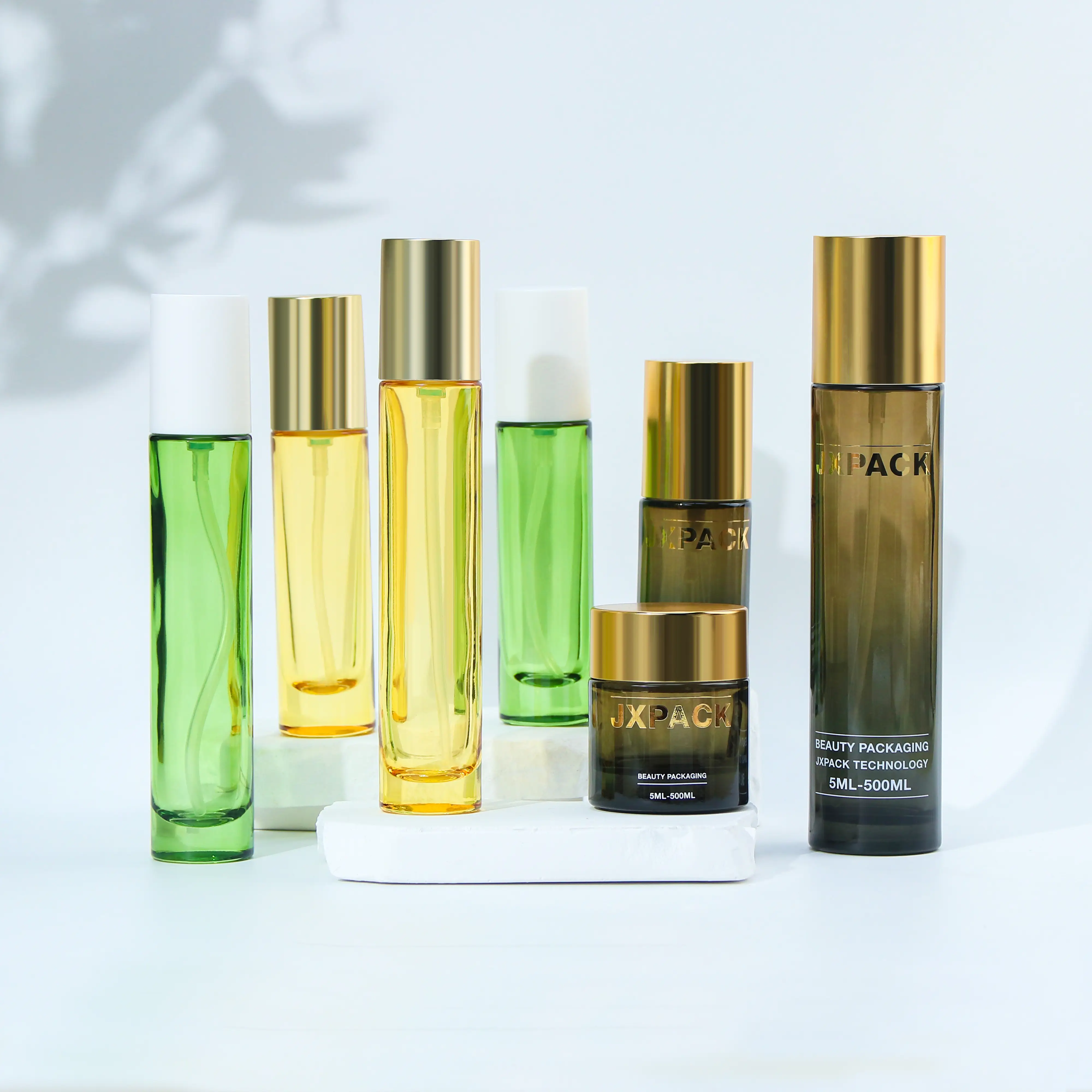 High End Amber Glass 20g 30g 50g Cosmetic Cream Jar 30ml 50ml 100ml 120ml Skincare Packaging Bottle Set 1