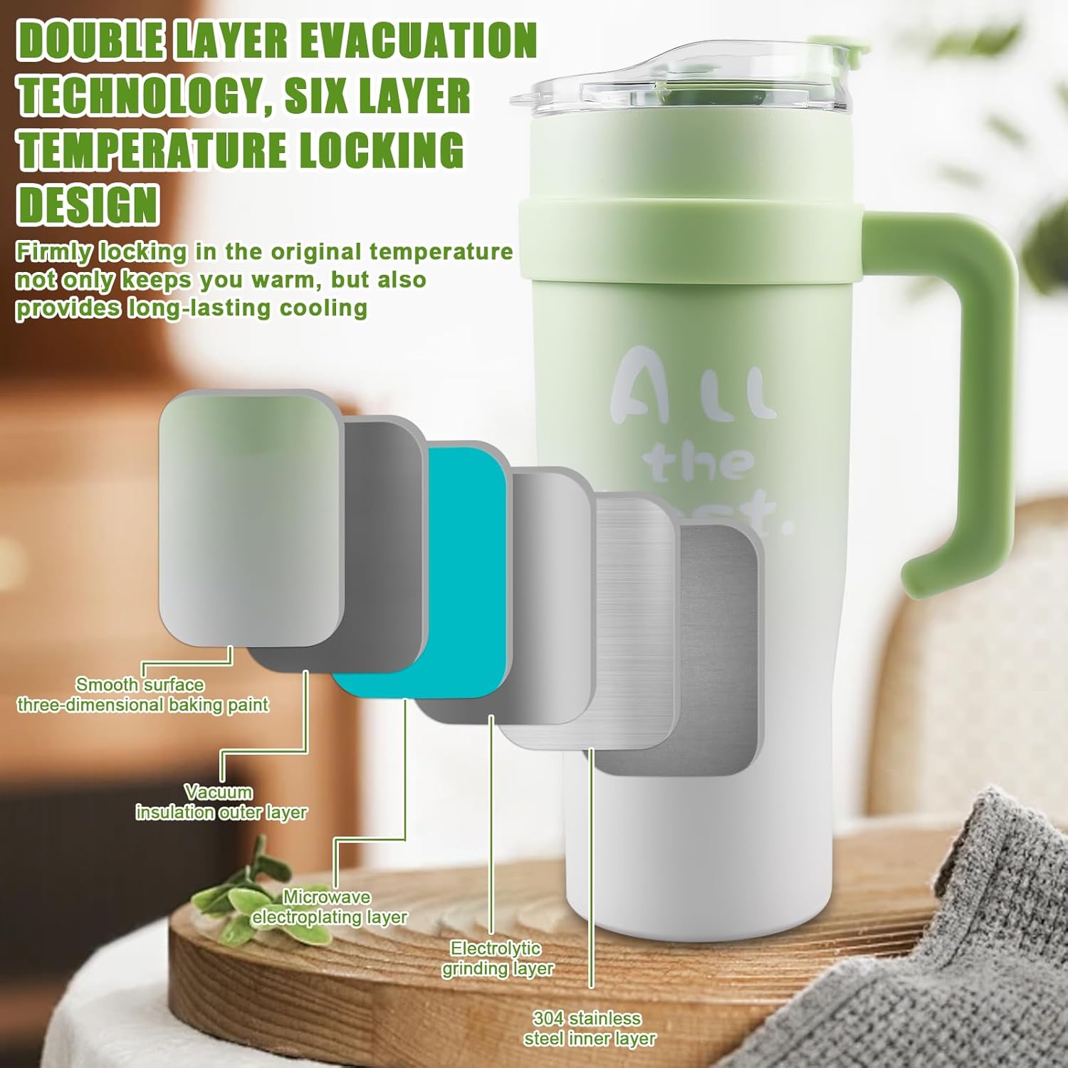 Neues Design Doppelwände Edelstahlwasserflasche einfache Verlaufsfarbe mit Stroh für das Camping 5