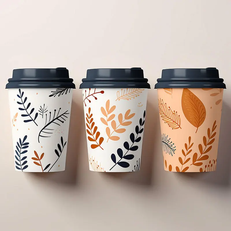 Welm hot drink paper cup coffee milk eco-friendly customized double-layer non plastic water-based coating cup 1