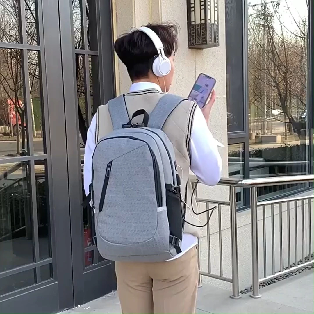 Mochila de computador de negócios masculino com porta USB e bloqueio de senha anti-roubo 1
