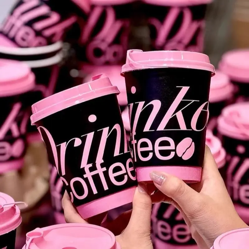 Plastic free water-based coating paper cup coffee cup with lid customized biodegradable paper cup 1