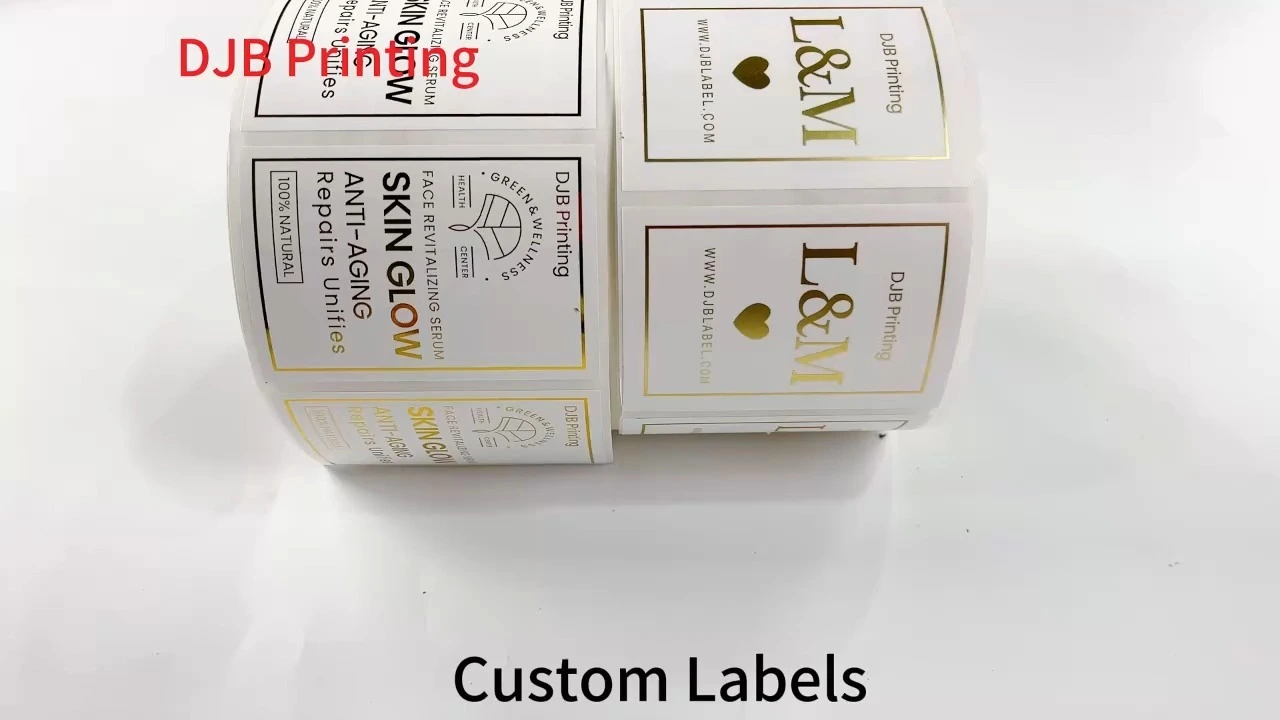 White PP Material, Cold Stamping, Gold Stamping Silver Stamping and Matte Lamination Custom Skin Care Sticker Custom Sticker for Cosmetics Product Custom Adhesive Sticker with Gold Foil Silver Foil 1