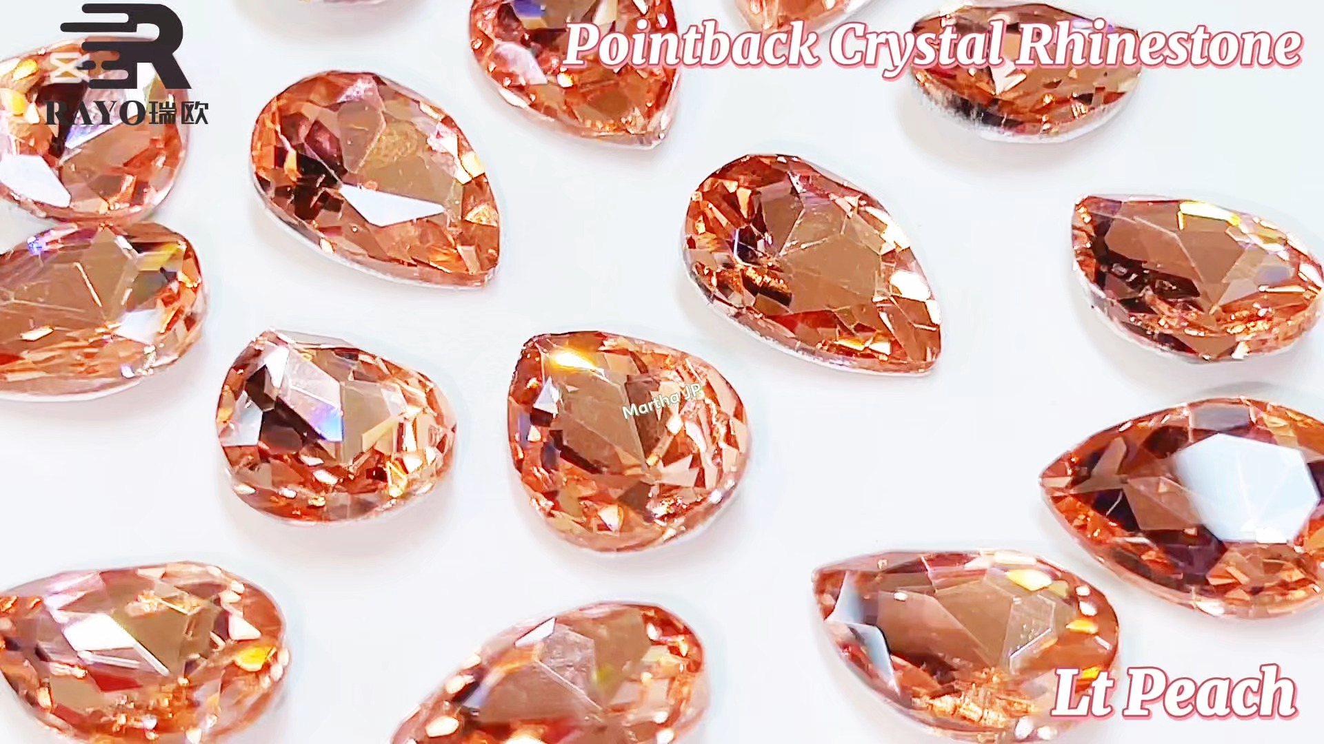 Point Back Rhinestone Peach