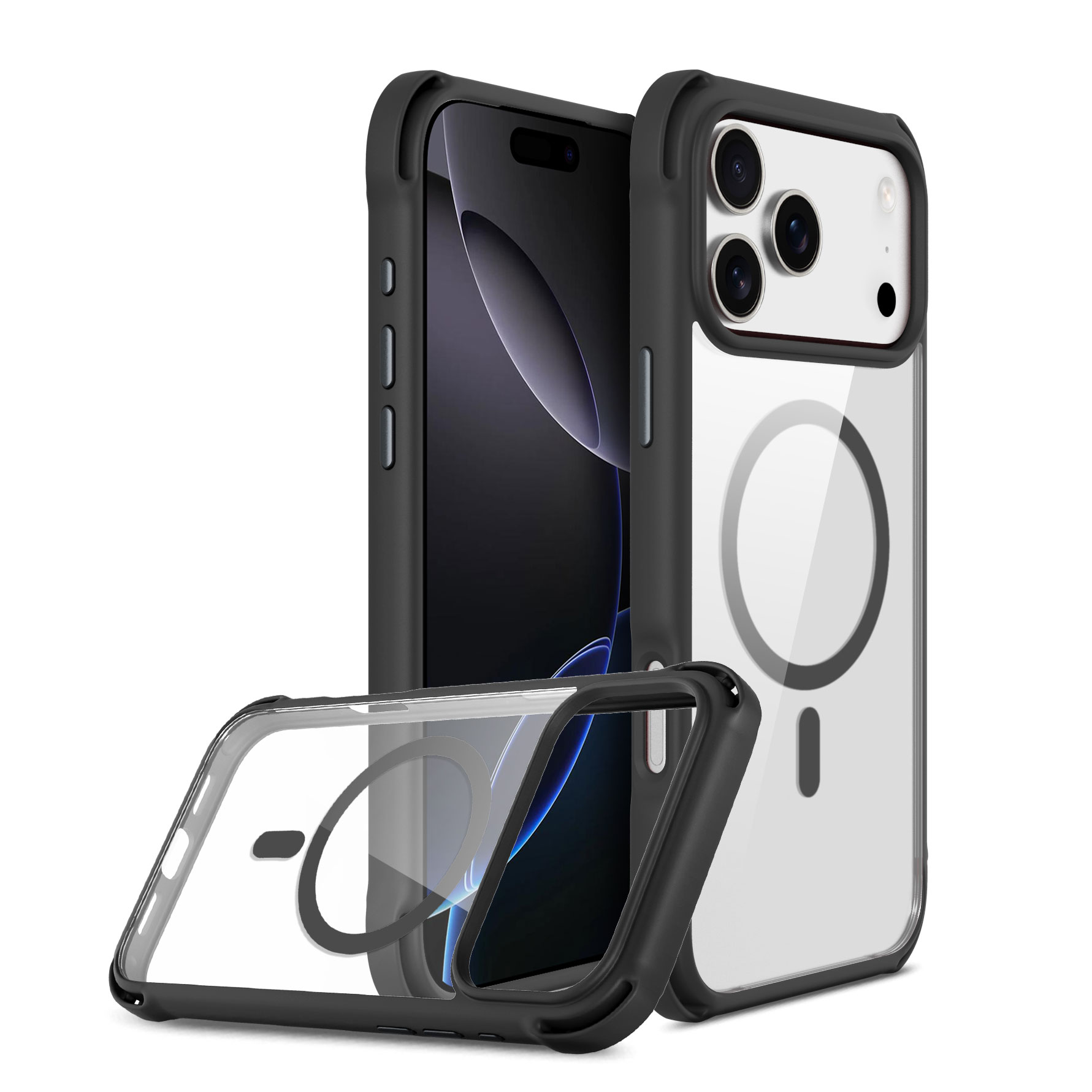 Funda protectora premium para teléfono móvil, venta al por mayor de fábrica, a prueba de golpes, con función magnética, transparente y antiamarilleo para iPhone 17 y 18 Pro. 2