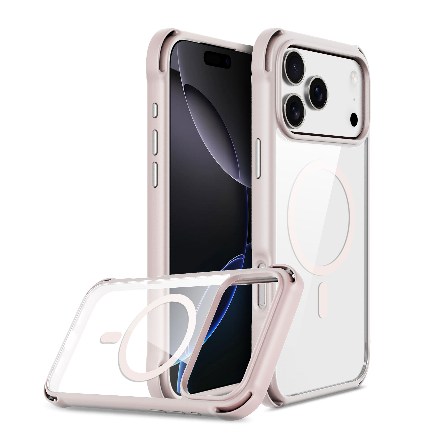 Funda protectora premium para teléfono móvil, venta al por mayor de fábrica, a prueba de golpes, con función magnética, transparente y antiamarilleo para iPhone 17 y 18 Pro. 3