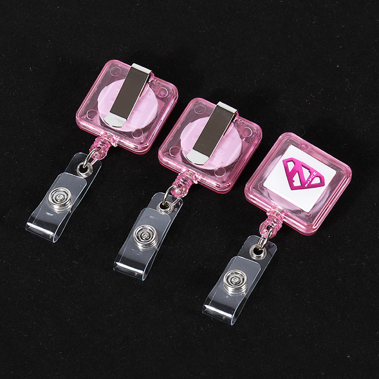 Brugerdefineret firkantet ID -kort Badge Holder -hjul med klipnavn Reel 4