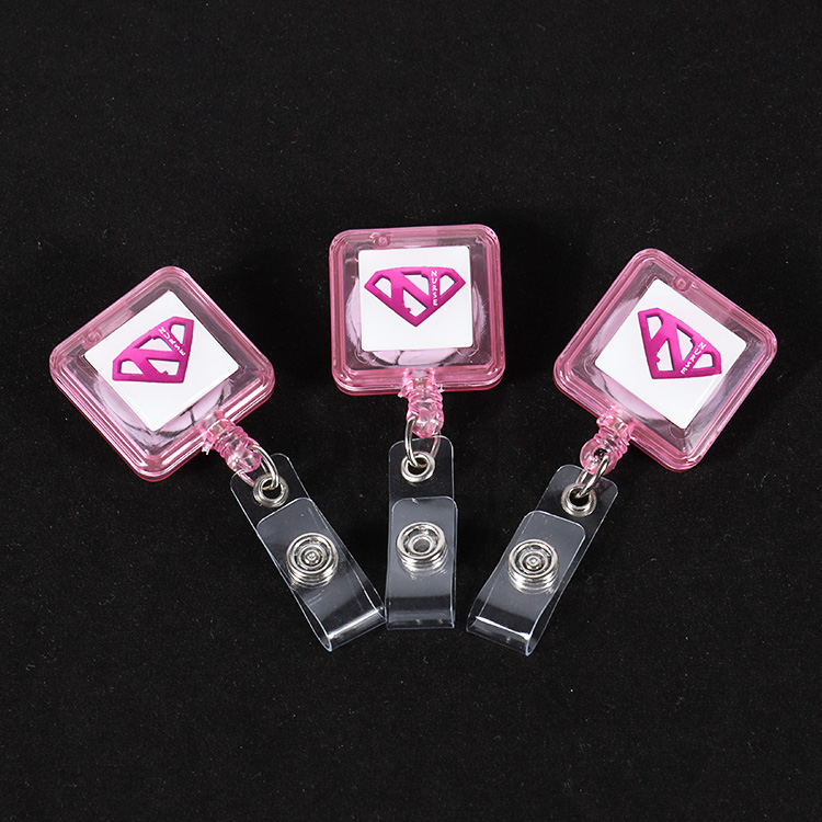 Brugerdefineret firkantet ID -kort Badge Holder -hjul med klipnavn Reel 3