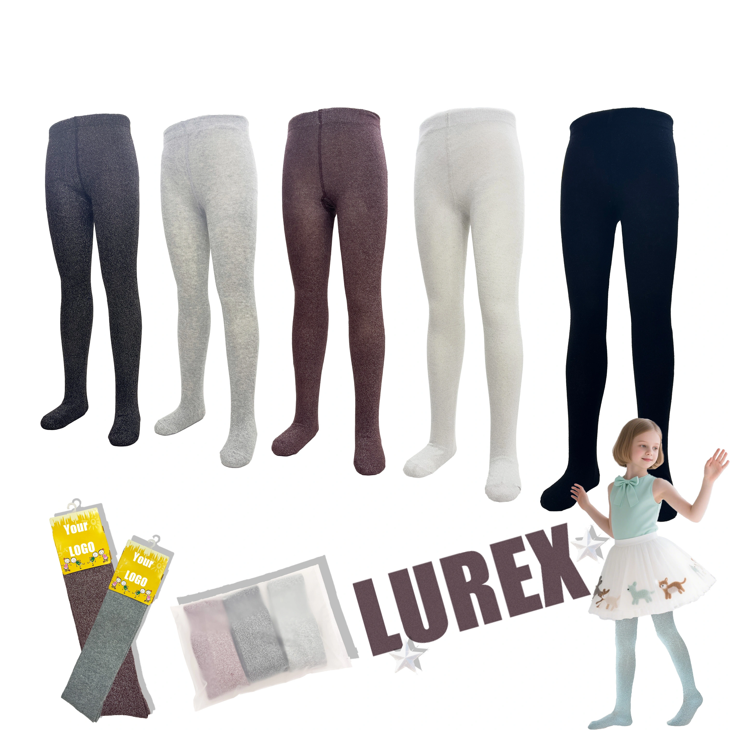 Custom Party Children Tights High Quality Lurex Children's Tights for Girls Custom Packaging Tights for Kids HY-T-047 1
